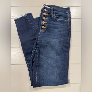 Kancan high waisted rose gold button up jeans, size 26